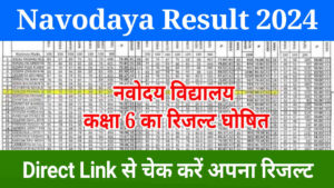 Navodaya Result 2024 Class 6, JNVST Class 6th Result Out, Check Result & Download PDF