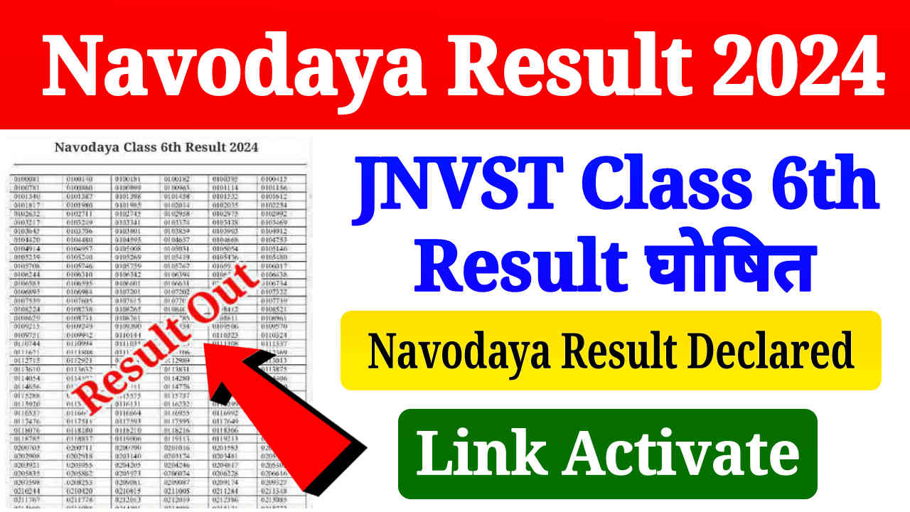 Navodaya Result 2024 Class 6 Available, Direct Link to Check Navodaya Result, JNVST Class 6 Merit List PDF Download